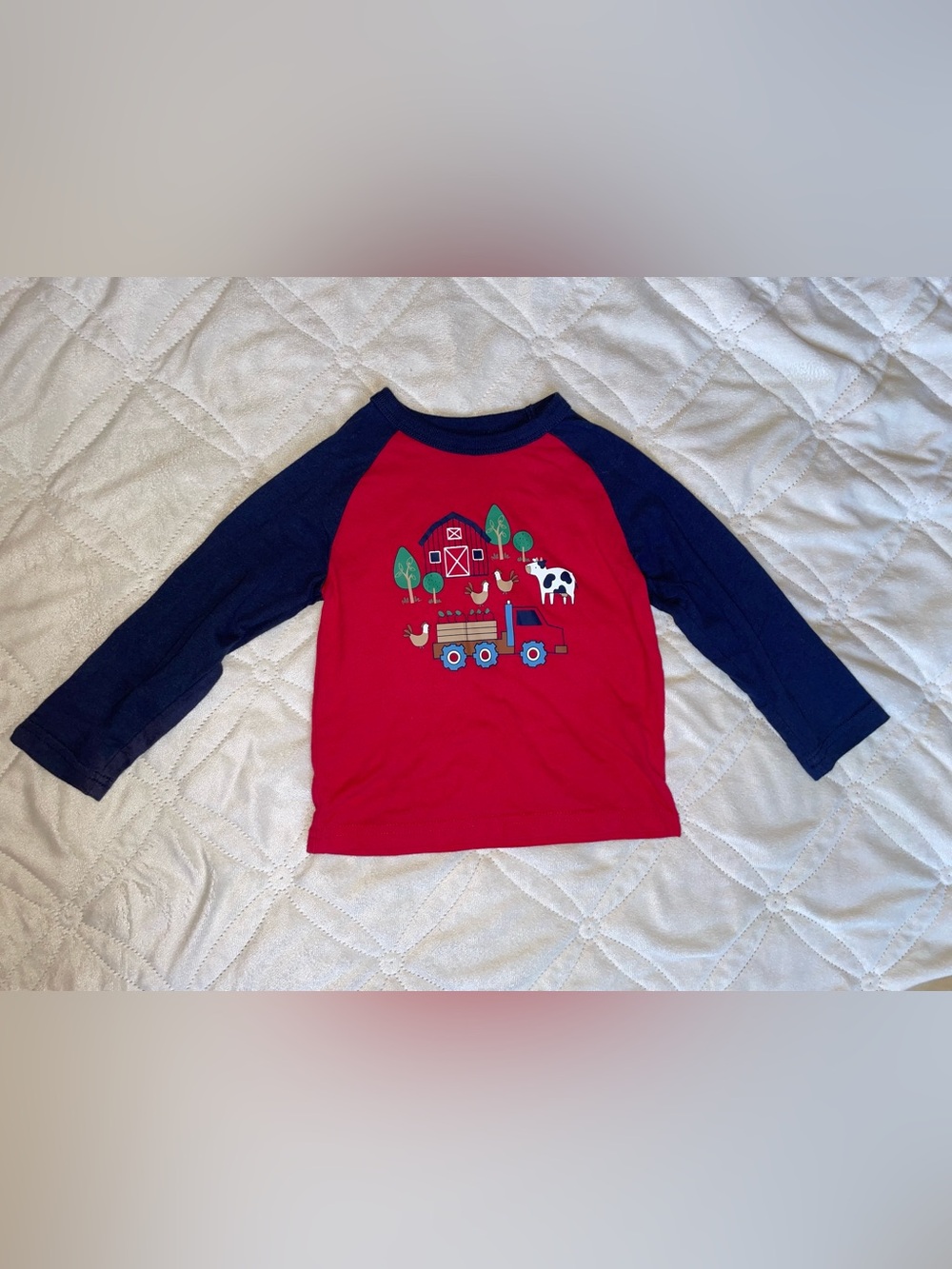 The Children's Place Red & Navy Farm Truck Raglan Tee